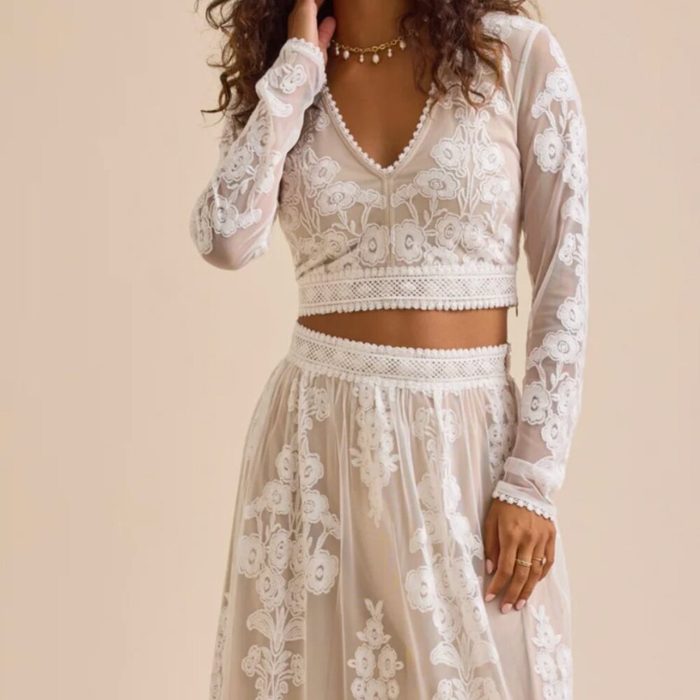 Arissa Embroidered Shirt and Maxi Skirt Set